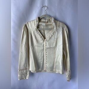 Gunnies Gunne Sax Vintage Blouse Top Lace Ribbon Trim